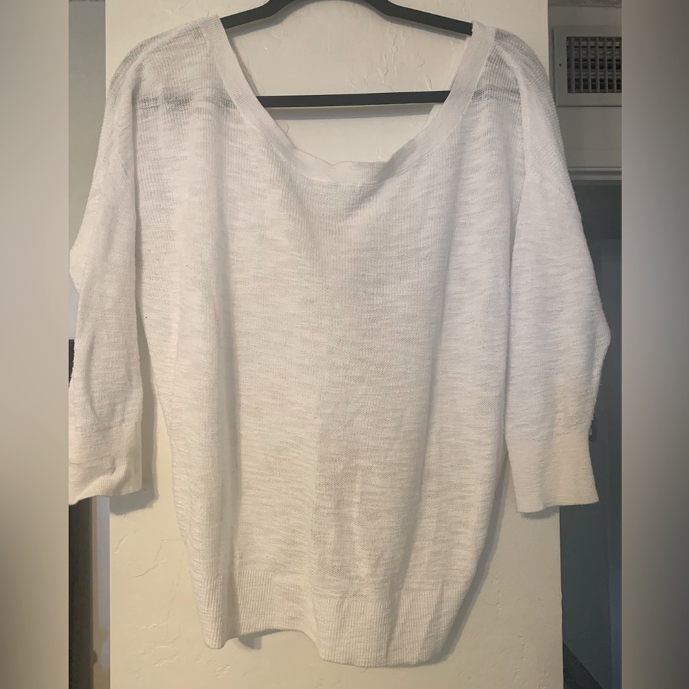 Express 3/4 sleeve M white top